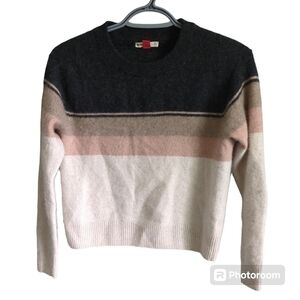 Marine Layer Harper Cashmere Sweater - Ivory/Charcoal - XS